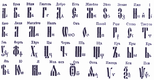 церковно славянский алфавит скачать