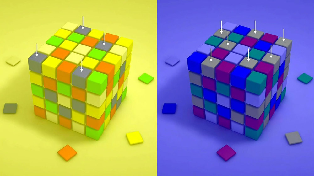 Иллюзия кубик Рубика. Цвета кубика Рубика. Цветовые иллюзии. Оптическая иллюзия кубики. Игра одинаковые кубики