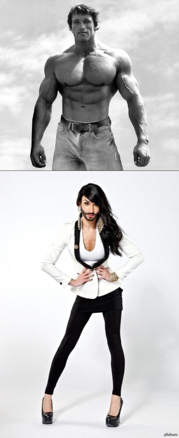 Герой Австрии 70-х годов Арнольд Шварценеггер и герой Австрии 2014 года Кончита Колбаса.