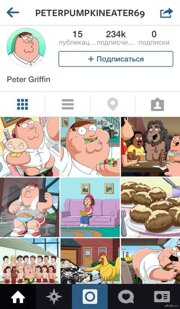 Peter's Instagram - Instagram, Family guy, Peter Griffin