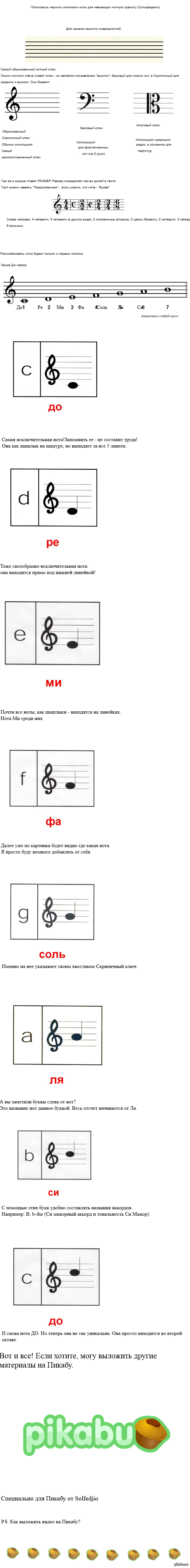 Краткие сведения о Нотной Грамоте. Гамма До Мажор. | Пикабу