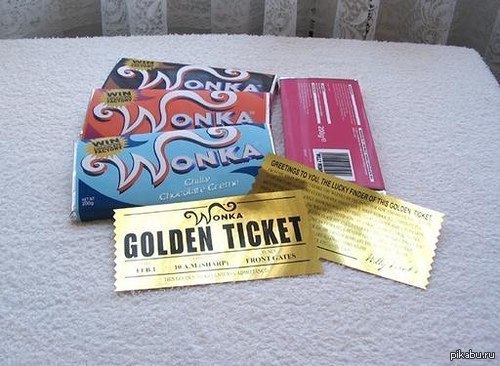 Шоколад билеты. Шоколад Вонка с золотым билетом.