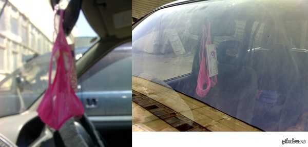 Here is a decoration I met with one girl in the car. - My, Thong, Installation, Underwear, Girls