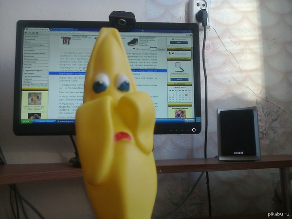 купил собаке банан.кажется, банан против, что я его купил :(