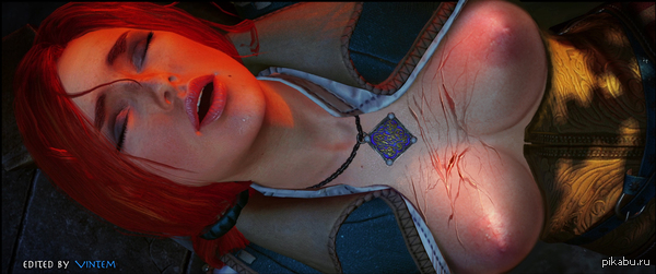 Canonical Triss. Photoshopped the screenshot a bit. - NSFW, My, Triss Merigold, Witcher, , Photoshop master