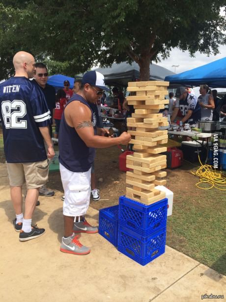    :This is how Texans play Jenga!