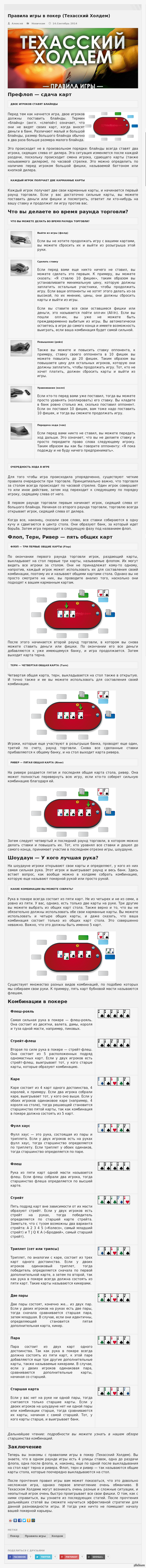 Правила игры в покер (Техасский Холдем)