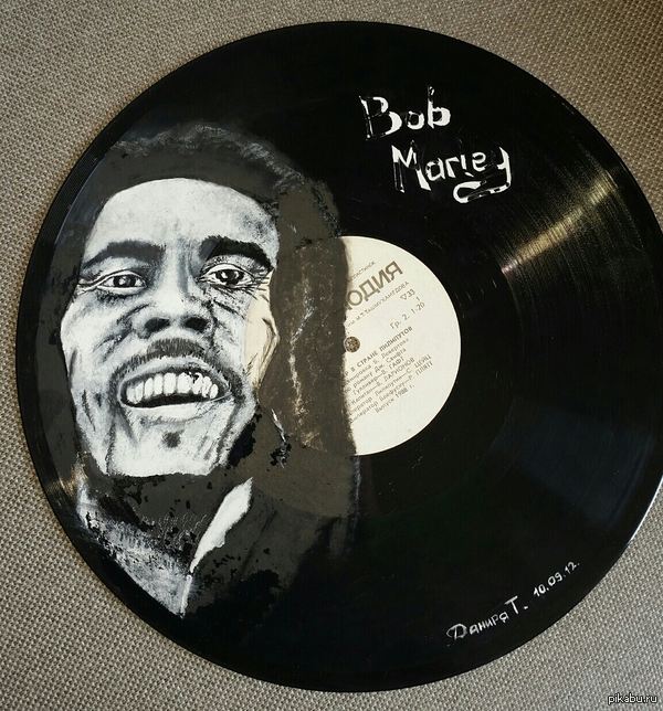 Bob Marley art on vinyl - Vinyl, Bob Marley, Drawing, Rastaman