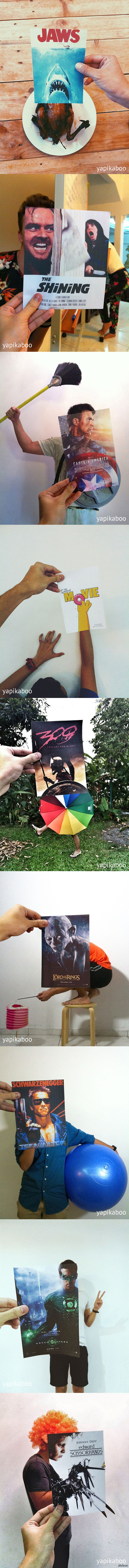 Дизайнер из Малайзии решил совместить плакаты кинофильмов, обычных людей и предметы из жизни.