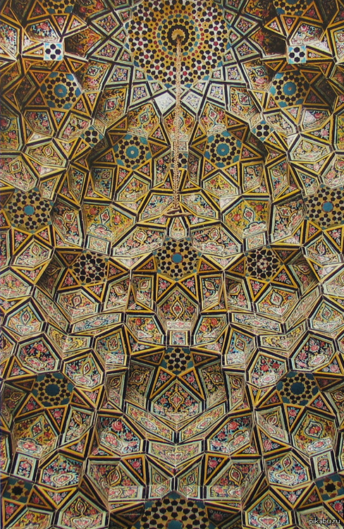 Stunning 18th century painting on the ceiling in the Nasir-ol Molk mosque - Fuckyeahart, the Rose, Ceiling, Shiraz