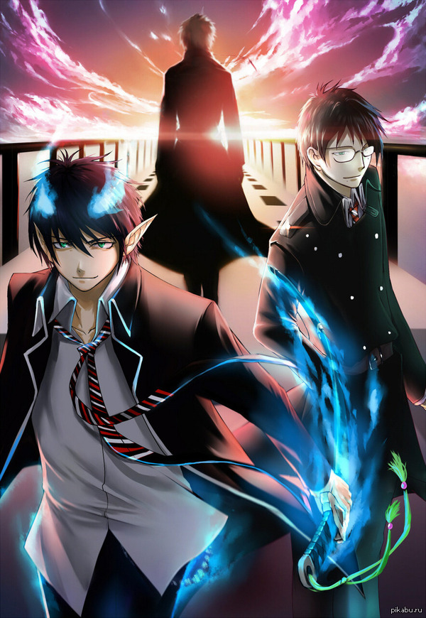 Anime Art Ao no Exorcist (Okumura Rin and Okumura Yukio)