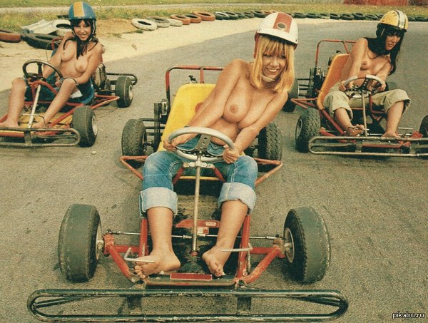 I would love to ride with them :) - NSFW, Karting, Girls, Boobs, 