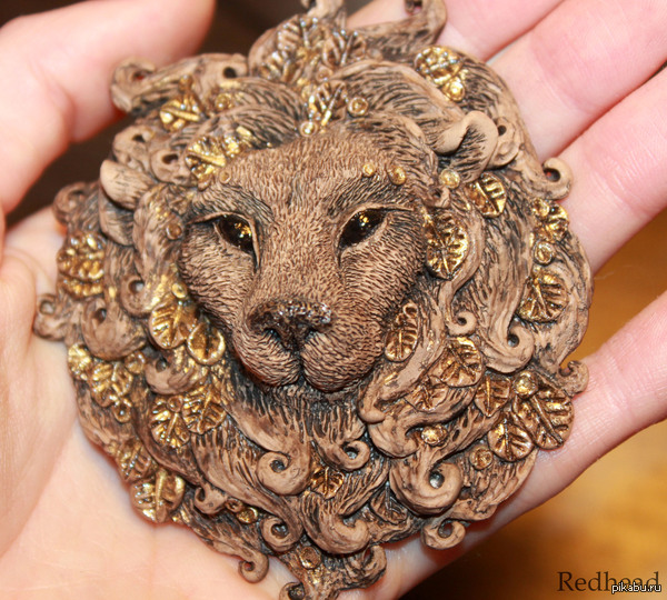 Пятничное моё^^ Лев из полимерной глины, еще немного фотографий процесса в комментариях.