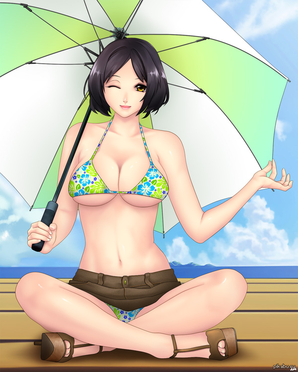 How do you want summer? - NSFW, Anime, , Umbrella Corporation, Boobs, Beach