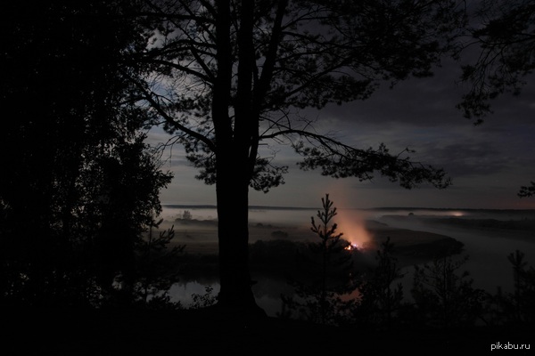 Fire, fog and night - My, Night, Photo, The photo, Night photo, Fire, Fog