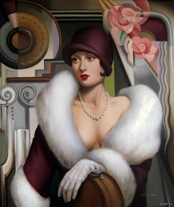 Katerina Abel works in Art Deco style - NSFW, Art Deco, Painting, Strawberry