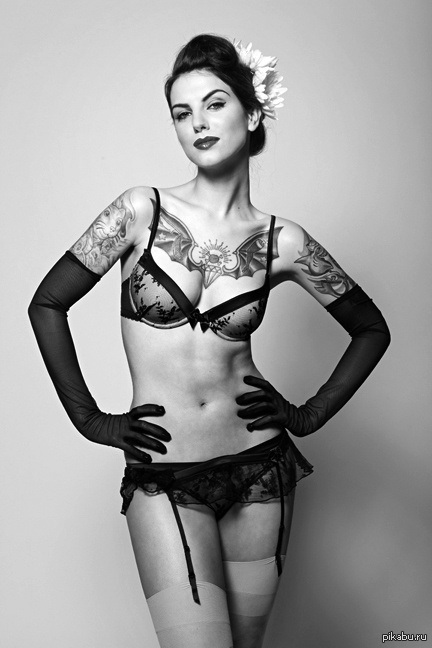 Pin-Up. - NSFW, Tattoo, Suicide girls, Pin up, Lace, Black and white