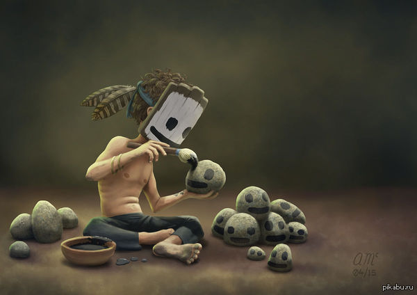 Rock Painting (Self Portrait) by Andrew McIntosh