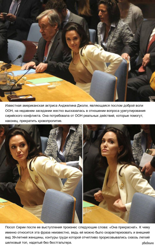 Angelina Jolie pleased the men at the UN meeting - NSFW, UN, Angelina Jolie, The photo