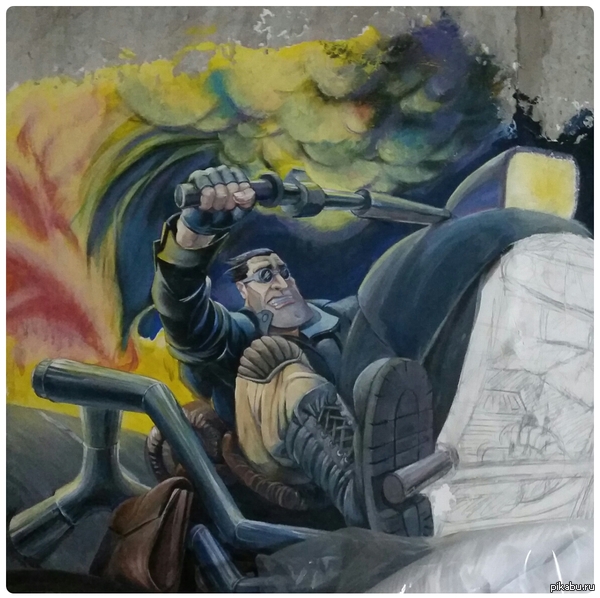 Рисунок моей девушки. Съехали из гаража не дорисовав. Теперь есть возможность доделать.