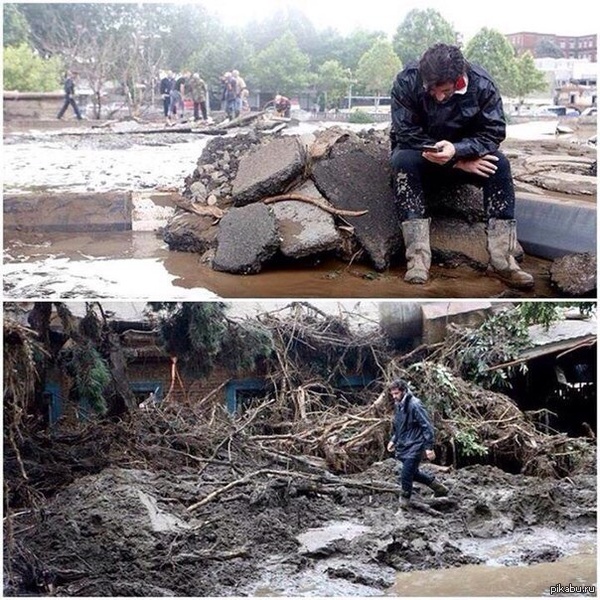 Каха Каладзе борется с наводнением в Тбилиси