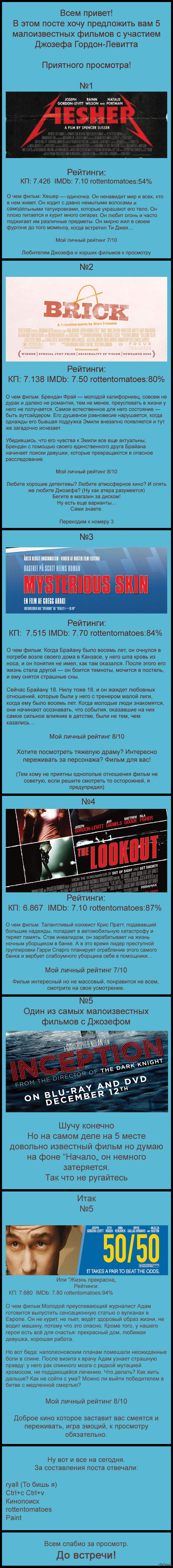 Малоизвестные фильмы с участием Джозефа Гордон-Левитта