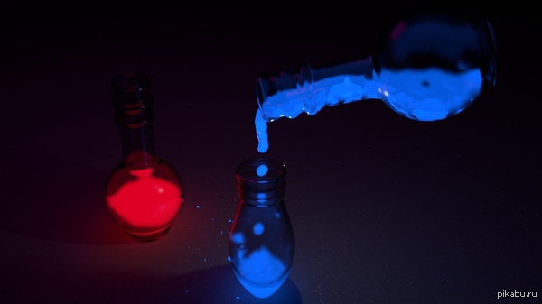 Glowing elixirs for mana and HP - My, 3D graphics, Potions, Fluorescence, My