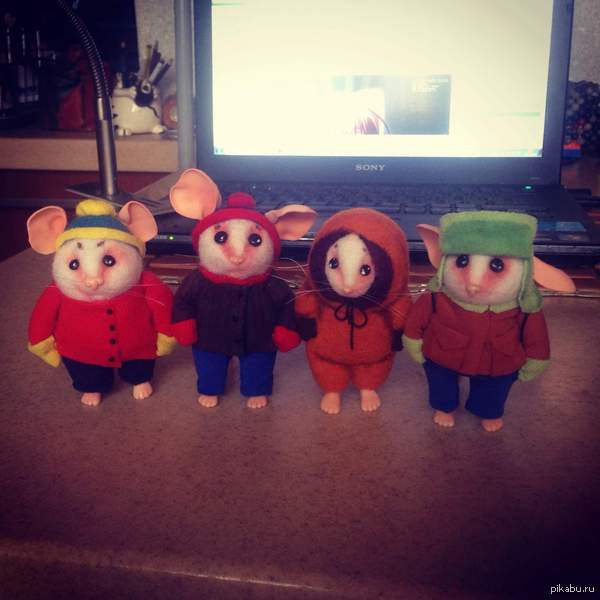 My mice. south park)) - My, Mouse, Elenamouse, Dry felting, With your own hands