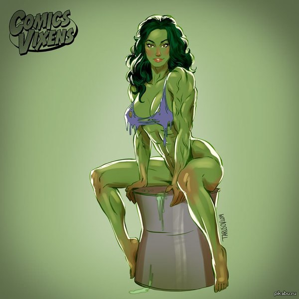 She-Hulk - NSFW, Strong girl, Andrey Tarusov, She-Hulk, Marvel, Pin up