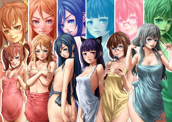 Выбирай любую)) - NSFW, Oreimo, Аниме, Anime Art, Арт, Ore no Imouto ga Konnani Kawaii Wake ga Nai