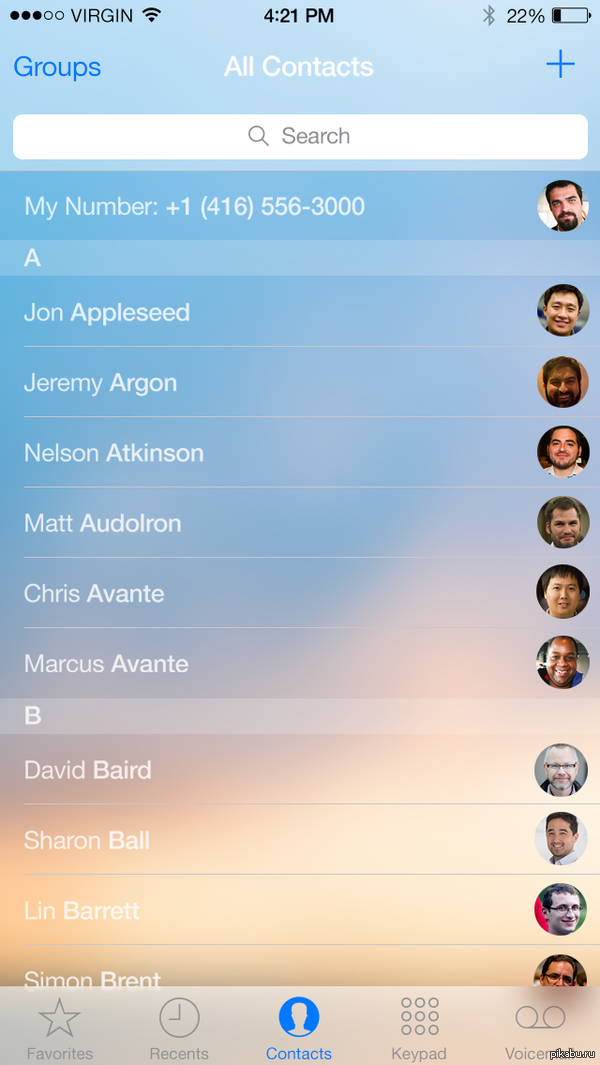 Контакты для iOS 9 (концепт).