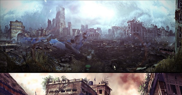 Город разрушен знакомьтесь месье. Разрушенный город панорама. Панорама постапокалипсис. Постапокалипсис город панорама. Руины панорама.