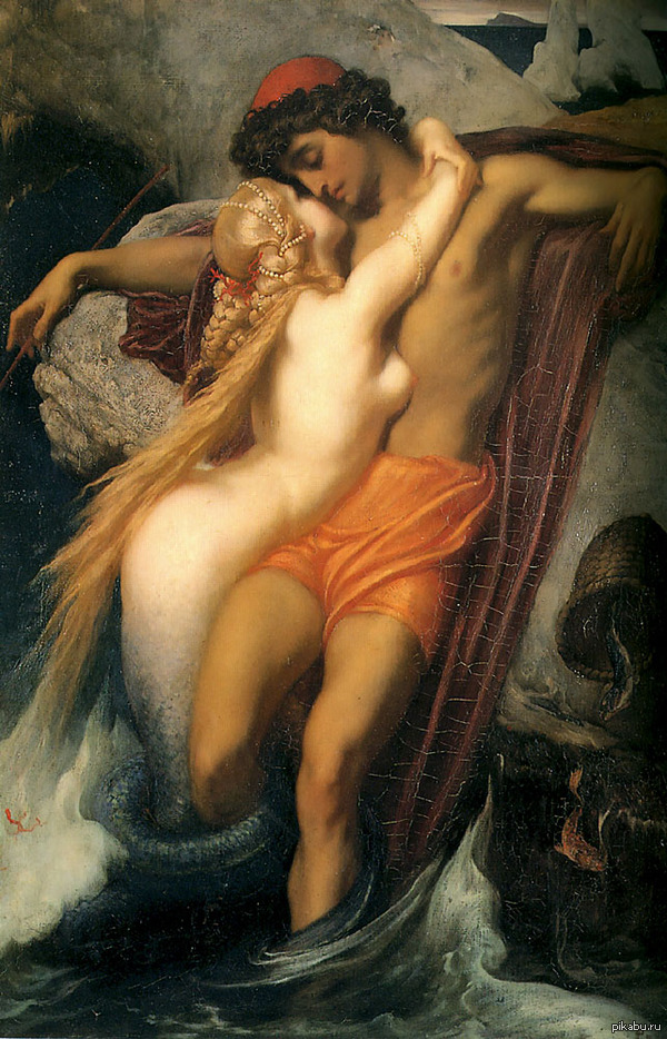 The Fisherman and the Siren Frederic Leighton - NSFW, Painting, Frederic Leighton, Painting, beauty