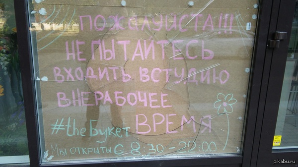 Кто то хотел пройти через стекло.