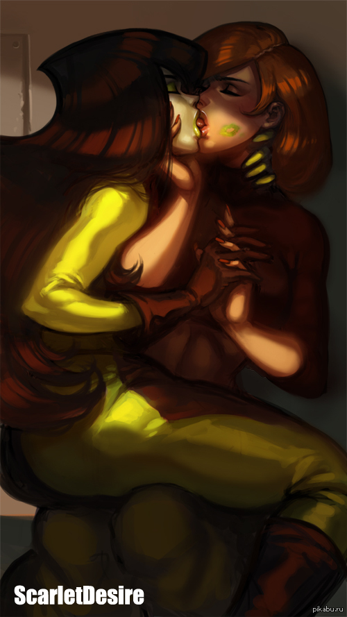 Toxic kiss - NSFW, Art, Shego, Kim Five-with-plus, Yuri, Hand-drawn erotica, Girls, 