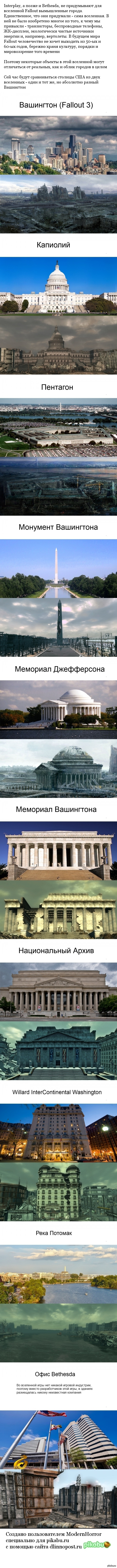 Сравнение Вашингтона из Fallout 3 с реальным Вашингтоном