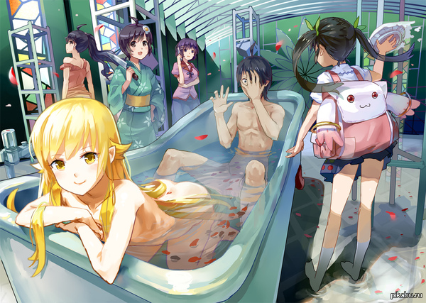 Bakemonogatari - Bakemonogatari, Monogatari series, NSFW, Клубничка, Аниме, Anime Art, Картинки