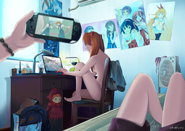 Evangelion art №_03 - NSFW, Anime Art, Asuka Langley, Evangelion, Nisekoi, Suzumiya Haruhi no Yuuutsu, Аниме