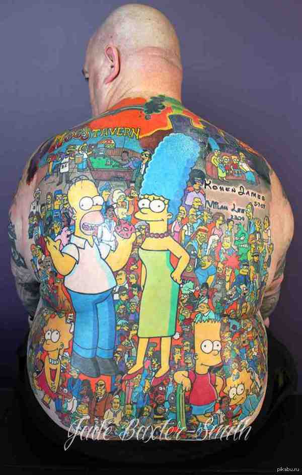      ,  203      : http://comicbook.com/2015/09/21/man-sets-guinness-world-record-for-most-the-simpsons-tattoos/