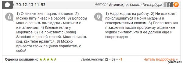 Отзыв о работе в компании.