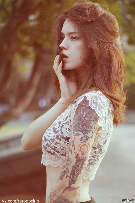 Tattoos - NSFW, Tattoo, Beautiful girl, The street, Tattoo on the arm