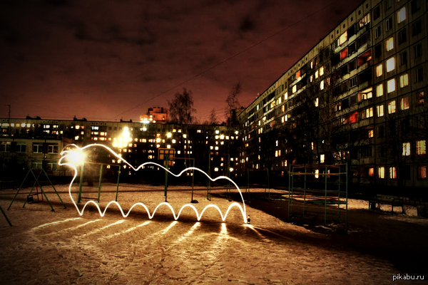 Светопись. Гусеница. Первый опыт.