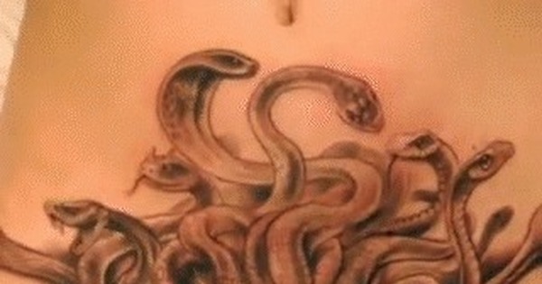 funny tattoo) - NSFW, Tattoo, Girls, Medusa Gorgon, GIF
