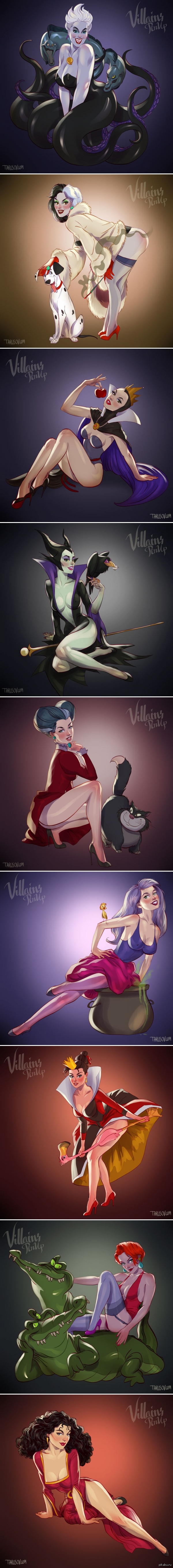 Disney pin-up villains - NSFW, Drawing, Art, Pin up, Walt disney company, Longpost