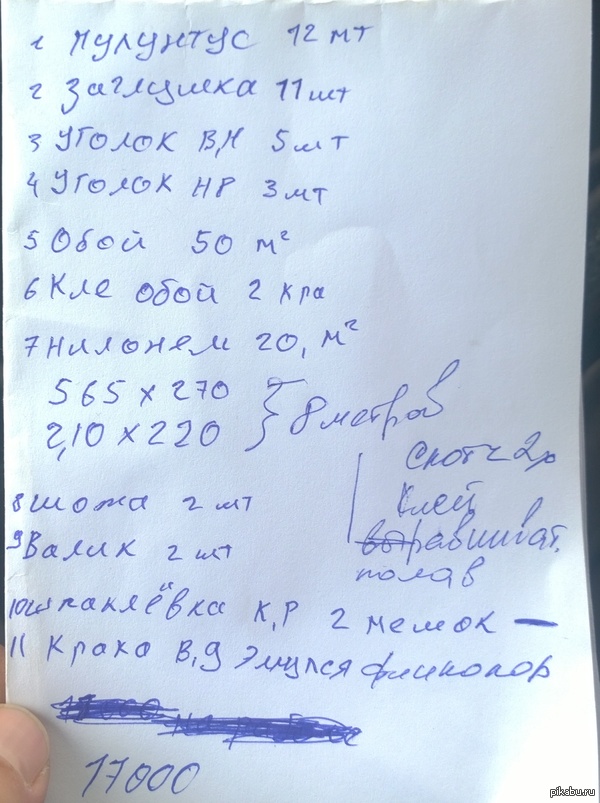 Друг попросил джамшутов  написать список необходимого для ремонта