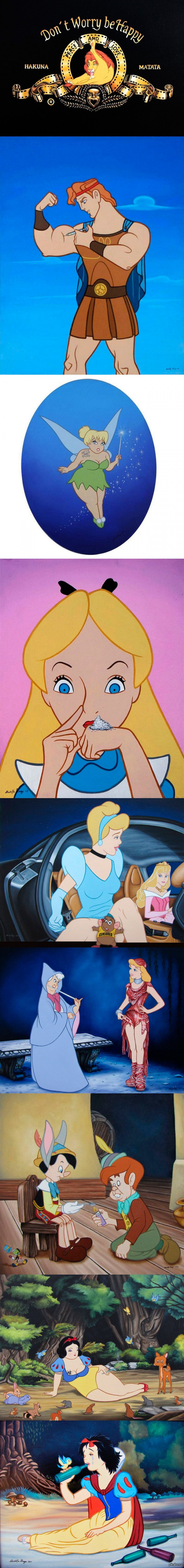 Unusual images of Disney characters by Jose Rodolfo Loaiza 16+ - NSFW, Disney princesses, Cartoon characters, Longpost