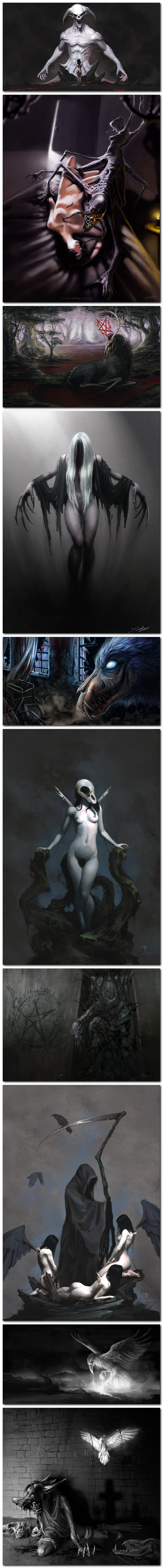 A selection of dark, but beautiful and atmospheric art. - NSFW, Longpost, Art, Images, Fantasy, Horror