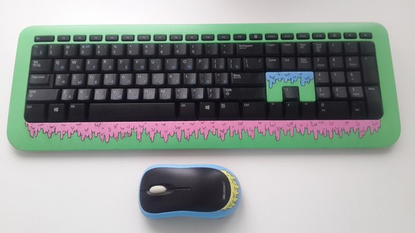 Small keyboard upgrade - Longpost, Painting, PC mouse, Acrylic, Upgrade, Keyboard, My