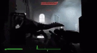 Когда прячешься от когтя смерти Fallout 4, Гифка, Чужой, Страх, Коготь смерти
