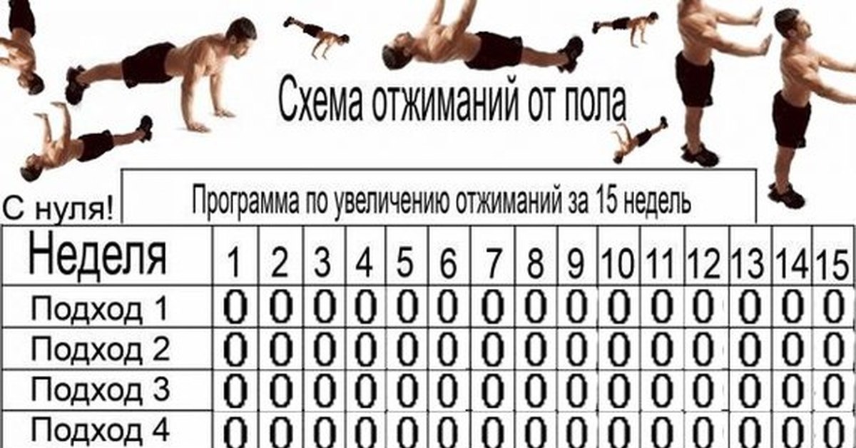 Тренировка отжиманий. Отжимания схема тренировок. Схема отжиманий с нуля. Отжимания подходы для начинающих. Таблица отжиманий от пола с нуля.